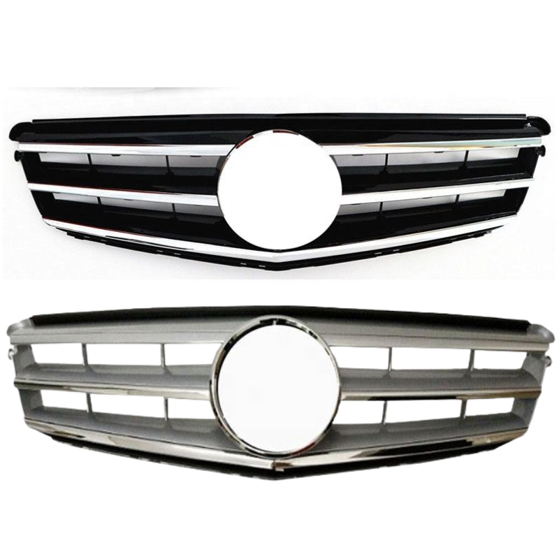 2007-2014 Mercedes-Benz W204 C-Class Grille (C180/C200/C250/C300) | Black & Silver | Aftermarket Par