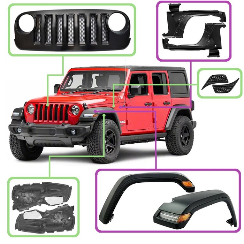 10th Anniversary Jeep Wrangler JK to JL Style Body Kit (2007-2017) Grille Bumpers Fender Flares hood