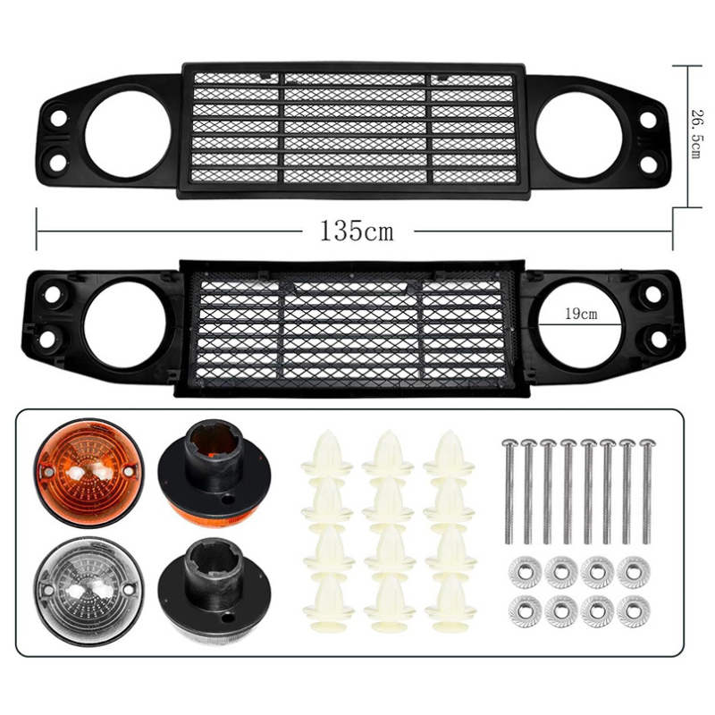 Defender Style Front Grille for Suzuki Jimny | Retrofit Front Mesh Grill with Headlight Housing 