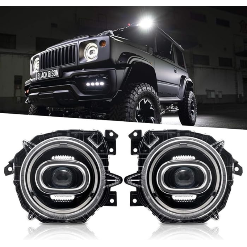 Black Bison Edition LED Projector Headlights for Suzuki Jimny JB64 JB74 (2019-2024)