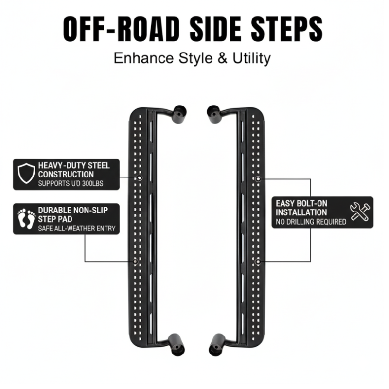 Suzuki Jimny Accessories JB74 JB64 5-Door 2019-2024 Side Steps Heavy Duty Bolt-on Installation