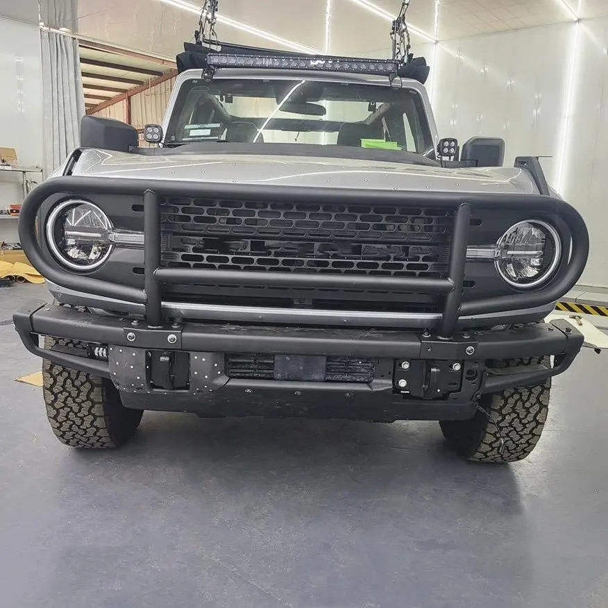 Ford Bronco Front Bumper Brush Guard (2021+ 6th Gen) - Full Grille & Headlight Protection Bull Bar