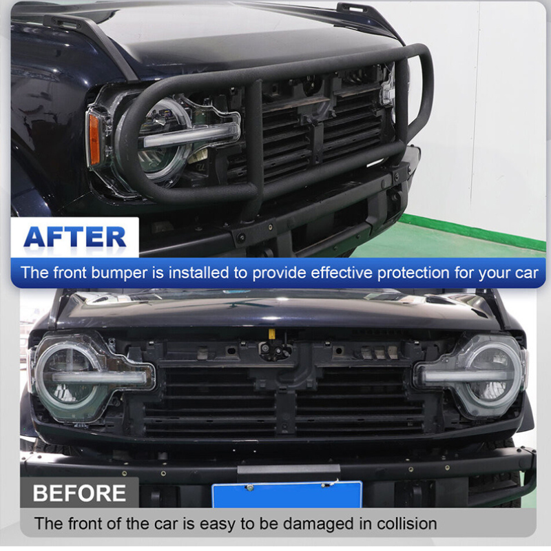 Ford Bronco Front Bumper Brush Guard (2021+ 6th Gen) - Full Grille & Headlight Protection Bull Bar