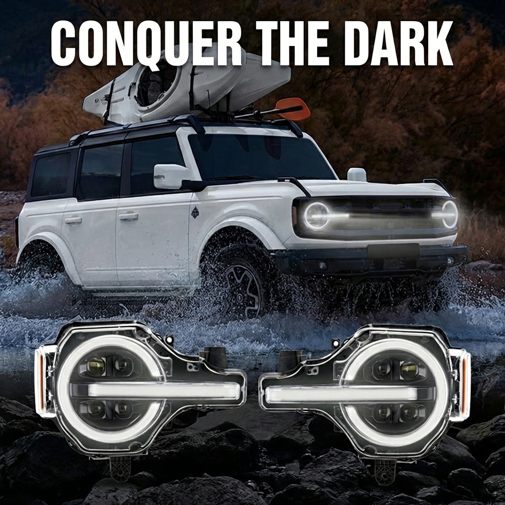 Full LED Projector Headlights for 2021-2024 Ford Bronco | Badlands/Raptor Style Upgrade | Signature Full LED Projector Headlights for 2021-2024 Ford Bronco | Badlands/Raptor Style Upgrade | Signature