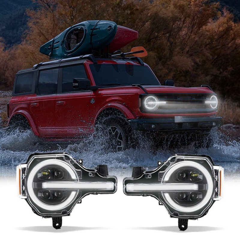 Full LED Projector Headlights for 2021-2024 Ford Bronco | Badlands/Raptor Style Upgrade | Signature 